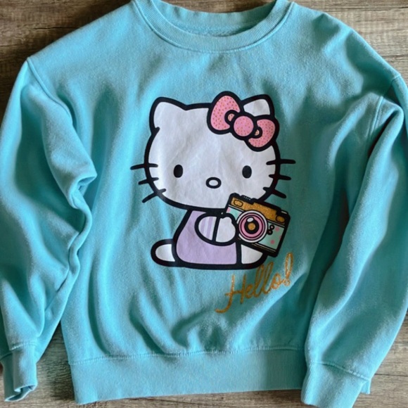 Hello Kitty Other - Hello Kitty Blue Sweater with Pink and Gold Accents